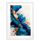 Elegancki Plakat Abstrakcyjny | Niebiesko-Złoty Obraz na Ścianę | Nowoczesny Poster w stylu Glamour 94164 Naklejkomania - zdjecie 4 - miniatura