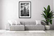 Czarno-biały plakat z panoramą Nowego Jorku | Empire State Building- monochromatyczna fotografia 94156 Naklejkomania - zdjecie 5 - miniatura