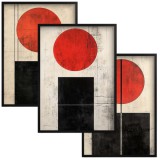 Abstrakcyjne Plakaty w stylu Bauhaus- geometryczne obrazy w czerwieni i czerni | Minimalistyczna dekoracja ścienna 81840 Naklejkomania - zdjecie 1 - miniatura