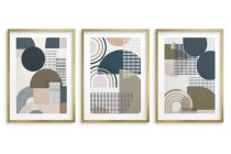Zestaw 3 plakatów geometrycznych – Abstrakcyjne obrazy do salonu i sypialni | Grafika w stylu Bauhaus 81844 Naklejkomania - zdjecie 2 - miniatura