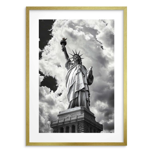 Czarno-biały Plakat Statua Wolności | Loftowa Dekoracja Nowy Jork | Monochromatyczny Poster na Ścianę 94155 - zdjęcie 3