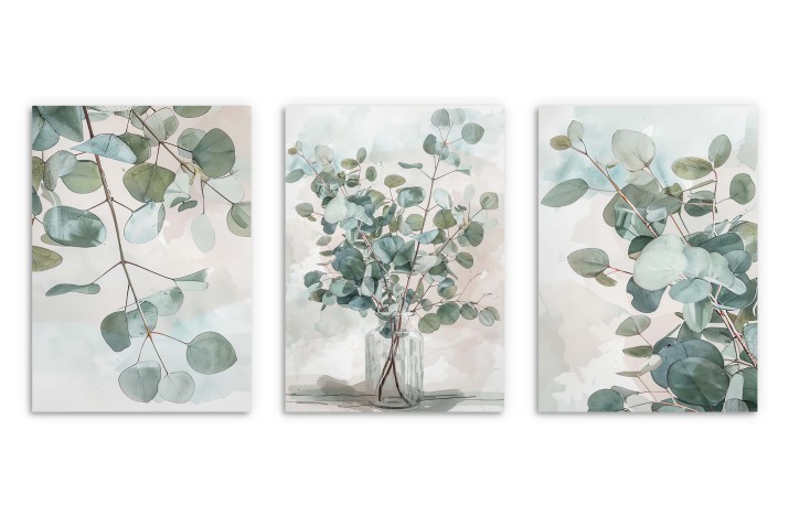 Plakaty z eukaliptusem w delikatnej akwareli | Subtelna Dekoracja- Zieleń i Beż do wnętrz boho 81879 - zdjęcie 8
