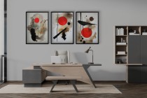 Plakaty na ścianę- Abstrakcja z Akcentem Czerwieni | Minimalistyczne Obrazy w stylu Japandi, Sumi-e, Zen 81838 Naklejkomania - zdjecie 5 - miniatura