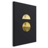 Minimalistyczny Obraz na płótnie – złote figury geometryczne, czarne tło |  Nowoczesna dekoracja ścienna do wnętrz glamour, loft 94175 Naklejkomania - zdjecie 1 - miniatura