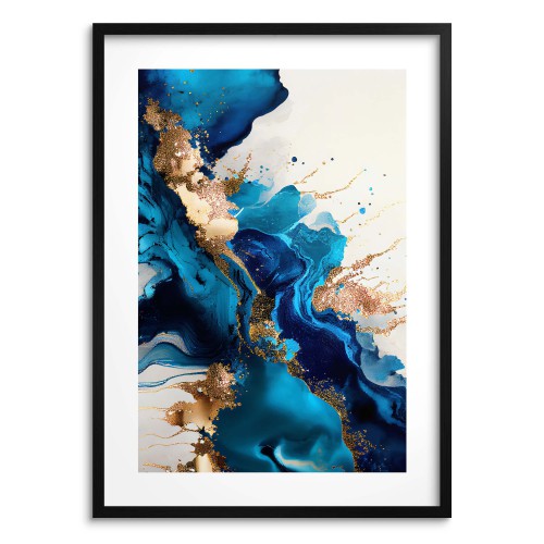 Elegancki Plakat Abstrakcyjny | Niebiesko-Złoty Obraz na Ścianę | Nowoczesny Poster w stylu Glamour 94164 - zdjęcie 3
