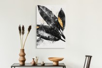 Czarno-złoty Obraz na ścianę z Liśćmi- elegancka ozdoba do salonu, przedpokoju, biura | Dekoracja ścienna glamour 94196 Naklejkomania - zdjecie 6 - miniatura