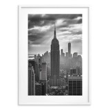 Czarno-biały plakat z panoramą Nowego Jorku | Empire State Building- monochromatyczna fotografia 94156 Naklejkomania - zdjecie 2 - miniatura