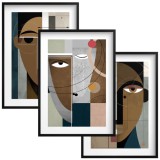 Plakaty artystyczne – Geometryczne twarze w stylu Picassa | Grafiki inspirowane kubizmem i stylem bauhaus 81845 Naklejkomania - zdjecie 1 - miniatura