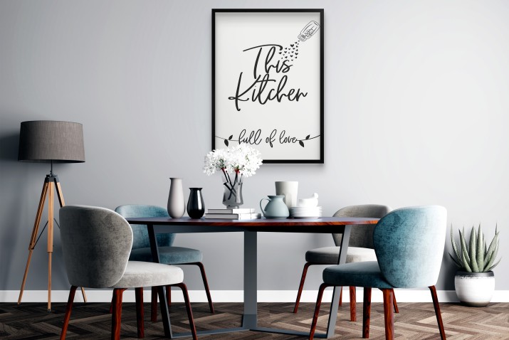 Plakat Kuchnia Pełna Miłości | Inspirujący Napis na Ścianę | Minimalistyczna, czarno-biała Dekoracja kuchenna 94171 - zdjęcie 6