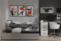 Plakaty na ścianę- Abstrakcja z Akcentem Czerwieni | Minimalistyczne Obrazy w stylu Japandi, Sumi-e, Zen 81838 Naklejkomania - zdjecie 7 - miniatura