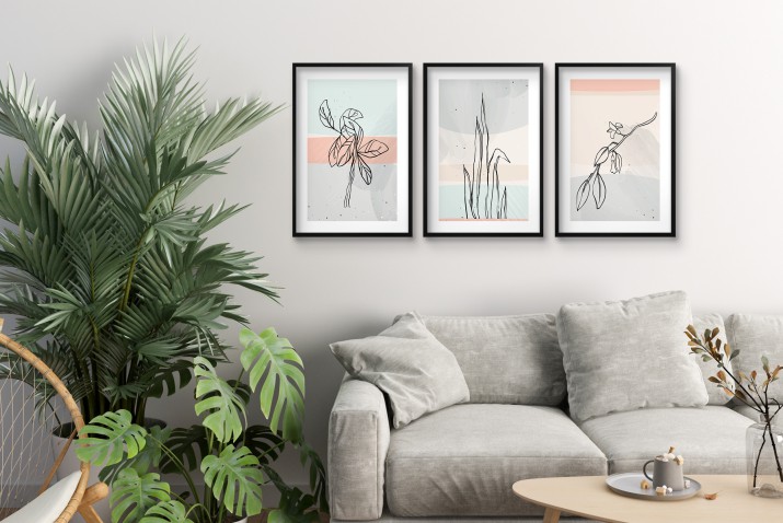 Plakaty z roślinami w stylu line art | Subtelne obrazy w pastelowych kolorach | Dekoracja ścienna w stylu skandynawskim 81869 - zdjęcie 5