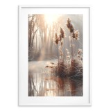 Plakat w stylu boho- Spokojny Pejzaż | Leśny Krajobraz, Jezioro, Trawy 94167 Naklejkomania - zdjecie 4 - miniatura
