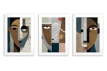 Plakaty artystyczne – Geometryczne twarze w stylu Picassa | Grafiki inspirowane kubizmem i stylem bauhaus 81845 Naklejkomania - zdjecie 8 - miniatura
