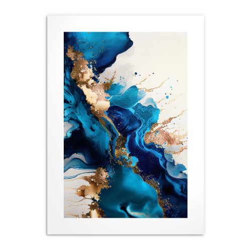 Elegancki Plakat Abstrakcyjny | Niebiesko-Złoty Obraz na Ścianę | Nowoczesny Poster w stylu Glamour 94164 - zdjęcie 8