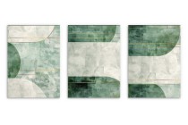 Zestaw 3 plakatów z geometrycznymi formami w odcieniach zieleni i bieli | Nowoczesna dekoracja do salonu 81874 Naklejkomania - zdjecie 7 - miniatura