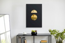 Minimalistyczny Obraz na płótnie – złote figury geometryczne, czarne tło |  Nowoczesna dekoracja ścienna do wnętrz glamour, loft 94175 Naklejkomania - zdjecie 7 - miniatura