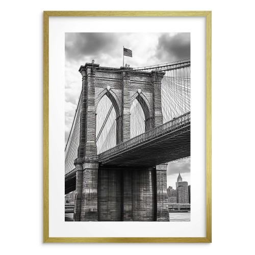 Czarno-biały Plakat Brooklyn Bridge | Miejska dekoracja do biura i salonu w stylu Loft, industrialnym 94157 - zdjęcie 4