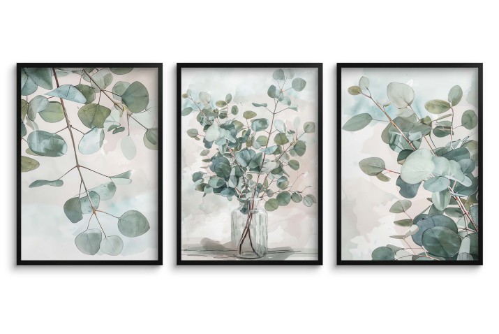 Plakaty z eukaliptusem w delikatnej akwareli | Subtelna Dekoracja- Zieleń i Beż do wnętrz boho 81879 - zdjęcie 7