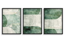 Zestaw 3 plakatów z geometrycznymi formami w odcieniach zieleni i bieli | Nowoczesna dekoracja do salonu 81874 Naklejkomania - zdjecie 8 - miniatura