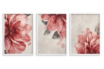 Delikatny zestaw 3 plakatów- akwarelowe kwiaty w różu i czerwieni | Obrazy na ścianę styl romantyczny, shabby chic 81864 Naklejkomania - zdjecie 4 - miniatura