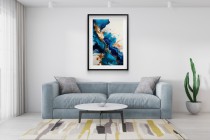 Elegancki Plakat Abstrakcyjny | Niebiesko-Złoty Obraz na Ścianę | Nowoczesny Poster w stylu Glamour 94164 Naklejkomania - zdjecie 6 - miniatura