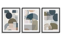 Zestaw 3 plakatów geometrycznych – Abstrakcyjne obrazy do salonu i sypialni | Grafika w stylu Bauhaus 81844 Naklejkomania - zdjecie 4 - miniatura