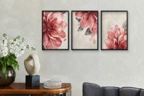Delikatny zestaw 3 plakatów- akwarelowe kwiaty w różu i czerwieni | Obrazy na ścianę styl romantyczny, shabby chic 81864 Naklejkomania - zdjecie 6 - miniatura