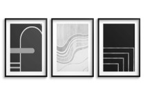 Minimalistyczne Obrazy na Ścianę- geometryczne wzory w czerni i bieli | Zestaw 3 nowoczesnych plakatów 81847 Naklejkomania - zdjecie 7 - miniatura