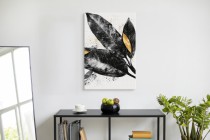 Czarno-złoty Obraz na ścianę z Liśćmi- elegancka ozdoba do salonu, przedpokoju, biura | Dekoracja ścienna glamour 94196 Naklejkomania - zdjecie 5 - miniatura