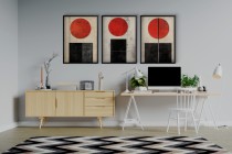 Abstrakcyjne Plakaty w stylu Bauhaus- geometryczne obrazy w czerwieni i czerni | Minimalistyczna dekoracja ścienna 81840 Naklejkomania - zdjecie 7 - miniatura