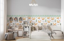 Dziecięca Fototapeta, Naklejka ścienna w stylu boho, skandynawskim- Liski i drzewa | Urocza, nowoczesna Lamperia 66744 Naklejkomania - zdjecie 3 - miniatura