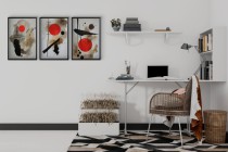 Plakaty na ścianę- Abstrakcja z Akcentem Czerwieni | Minimalistyczne Obrazy w stylu Japandi, Sumi-e, Zen 81838 Naklejkomania - zdjecie 6 - miniatura
