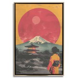 Obraz w ramie American Box z japońskim krajobrazem- Góra Fuji, czerwone słońce i pagoda | Styl vintage, retro R94177 Naklejkomania - zdjecie 4 - miniatura