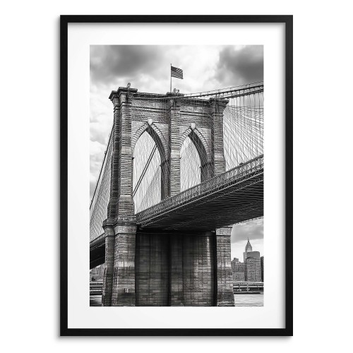 Czarno-biały Plakat Brooklyn Bridge | Miejska dekoracja do biura i salonu w stylu Loft, industrialnym 94157