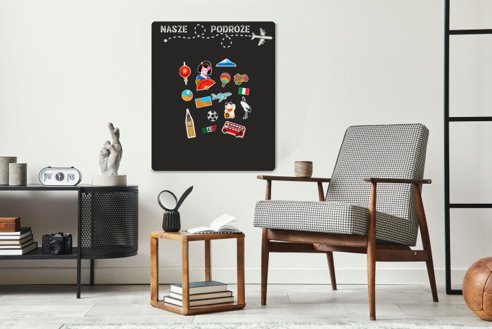 Samoprzylepna Tablica magnetyczna na magnesy z podróży na ścianę, lodówkę 58x70cm 67409 - zdjęcie 6