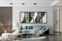 Plakaty na ścianę- Tryptyk abstrakcja z Butelkową Zielenią i Złotem | Obrazy w Stylu Loft, Glamour 81875 Naklejkomania - zdjecie 5 - miniatura