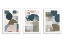 Zestaw 3 plakatów geometrycznych – Abstrakcyjne obrazy do salonu i sypialni | Grafika w stylu Bauhaus 81844 Naklejkomania - zdjecie 8 - miniatura