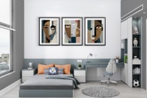 Plakaty artystyczne – Geometryczne twarze w stylu Picassa | Grafiki inspirowane kubizmem i stylem bauhaus 81845 Naklejkomania - zdjecie 2 - miniatura