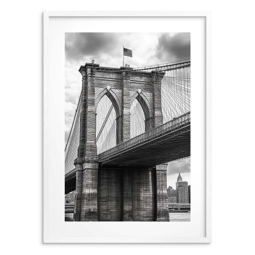 Czarno-biały Plakat Brooklyn Bridge | Miejska dekoracja do biura i salonu w stylu Loft, industrialnym 94157 - zdjęcie 3