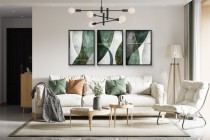 Plakaty na ścianę- Tryptyk abstrakcja z Butelkową Zielenią i Złotem | Obrazy w Stylu Loft, Glamour 81875 Naklejkomania - zdjecie 4 - miniatura