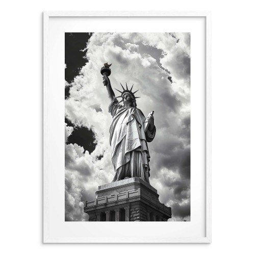 Czarno-biały Plakat Statua Wolności | Loftowa Dekoracja Nowy Jork | Monochromatyczny Poster na Ścianę 94155 - zdjęcie 2