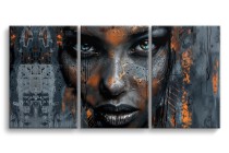 Futurystyczny tryptyk Portret kobiety w szarości 73011 Naklejkomania - zdjecie 1 - miniatura