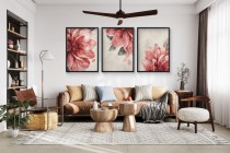 Delikatny zestaw 3 plakatów- akwarelowe kwiaty w różu i czerwieni | Obrazy na ścianę styl romantyczny, shabby chic 81864 Naklejkomania - zdjecie 5 - miniatura