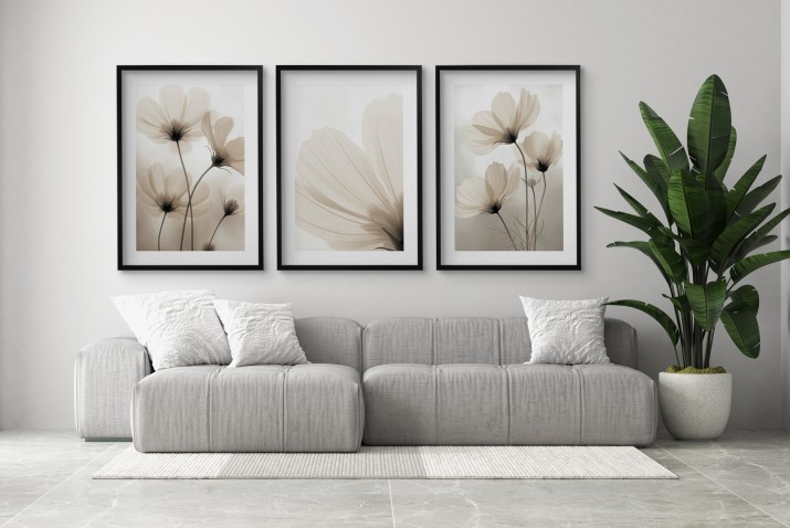 Zestaw minimalistycznych plakatów z kwiatami | Eleganckie obrazy na ścianę KP81995 - zdjęcie 6