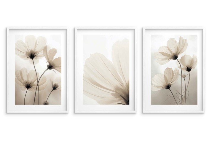 Zestaw minimalistycznych plakatów z kwiatami | Eleganckie obrazy na ścianę KP81995 - zdjęcie 4