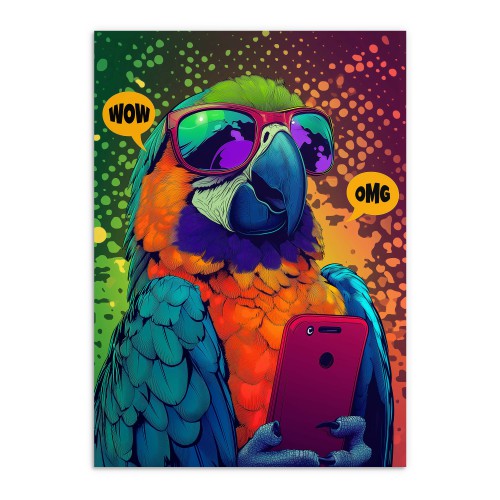 Nowoczesny Plakat młodzieżowy- Kolorowa Papuga w komiksowym stylu | Zabawny Obraz do pokoju nastolatka 94205 - zdjęcie 8