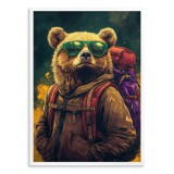 Oryginalny plakat: Niedźwiedź Turysta | Śmieszna, nowoczesna grafika z misiem w okularach 94209 Naklejkomania - zdjecie 4 - miniatura