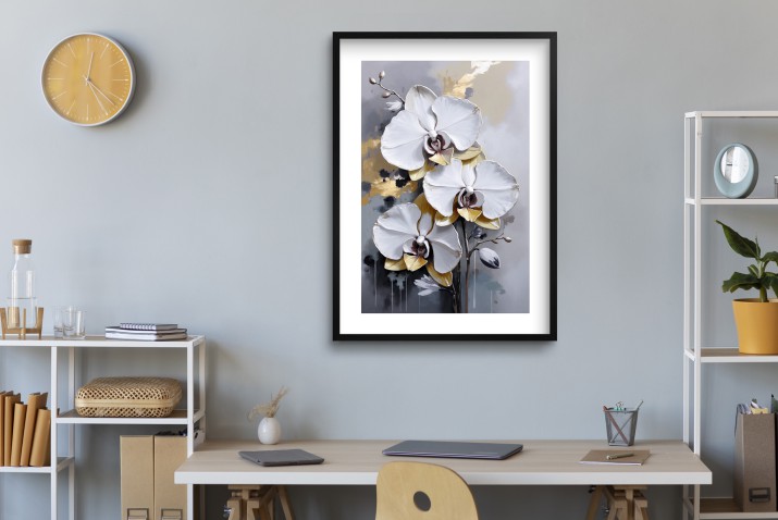 Plakat z Białą Orchideą – Elegancka Dekoracja Ścienna do Salonu i Sypialni | Motyw Kwiatowy w stylu Glamour 82011 - zdjęcie 6
