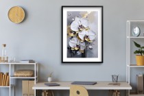 Plakat z Białą Orchideą – Elegancka Dekoracja Ścienna do Salonu i Sypialni | Motyw Kwiatowy w stylu Glamour 82011 Naklejkomania - zdjecie 6 - miniatura