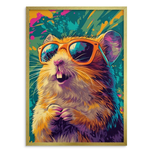 Designerski Plakat– Kolorowy Chomik w Okularach | Komiksowy Styl Street Art do pokoju nastolatka 94201 - zdjęcie 3